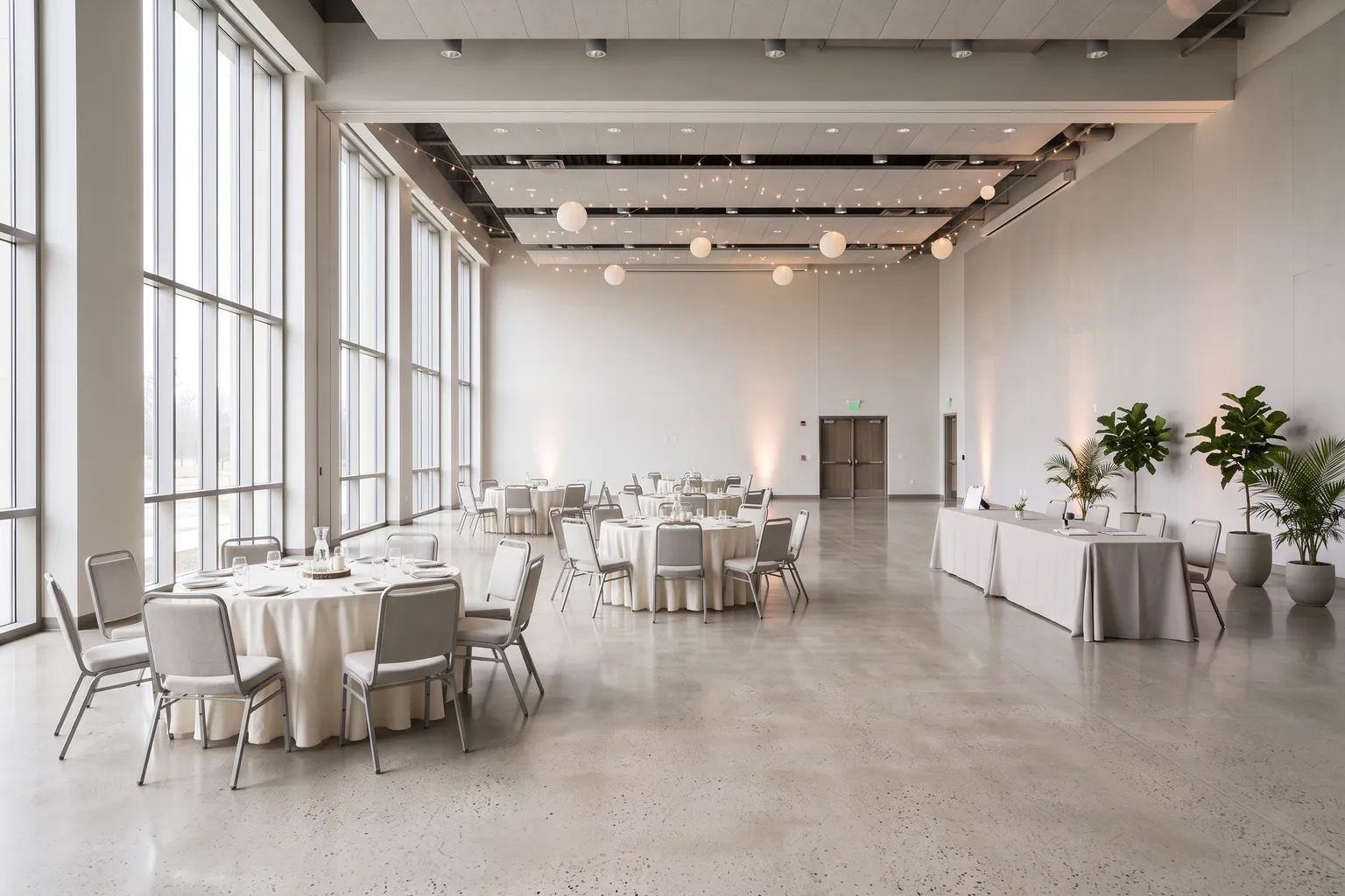The same event hall furnished in Minimal style