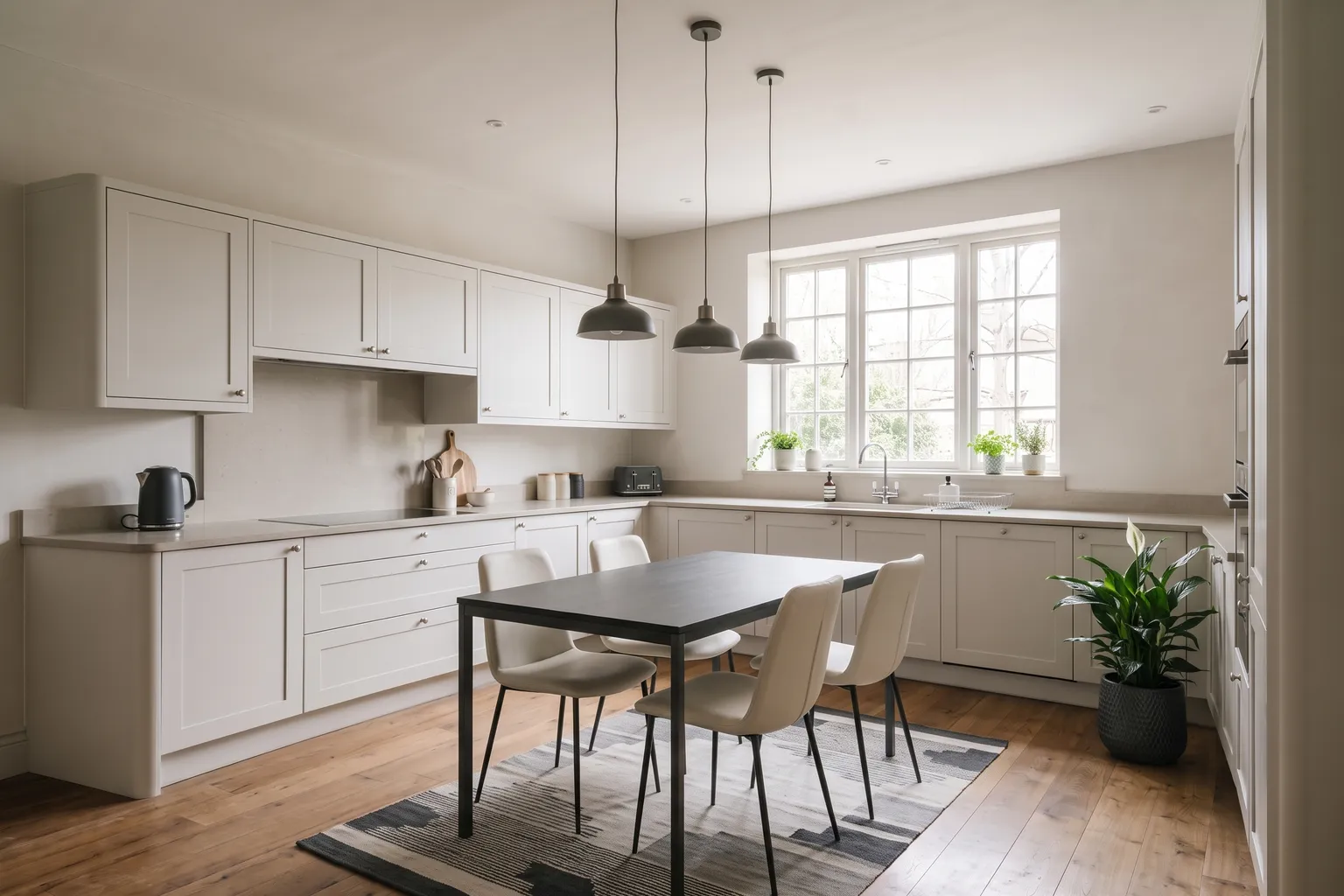 The same kitchen furnished in Modern style