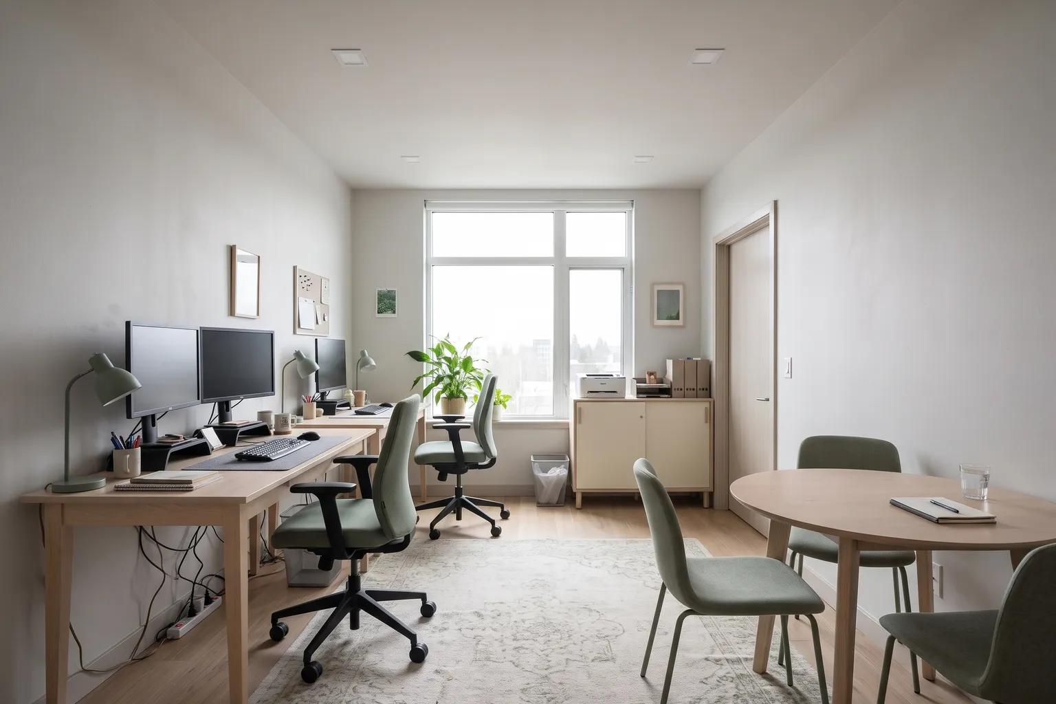 The same office furnished in Scandinavian style